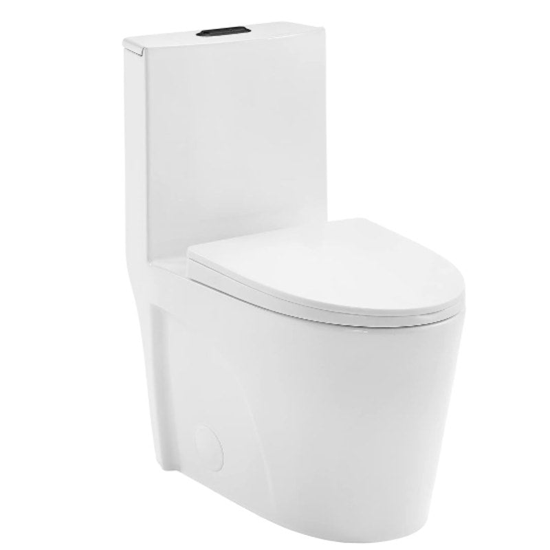 12 " Rough-in St. Tropez One Piece Modern Elongated Toilet with Dual Vortex™ Flush, Black Hardware