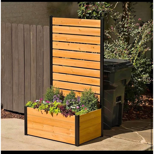 6ft H x 3.3ft W x 2.1ft L (1 Screen w/Planter) Freestanding Enclo Concord Cedar Wood Privacy Fence S