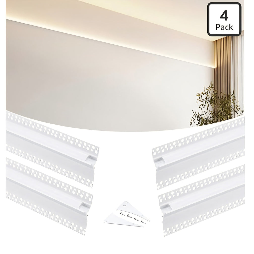 4Pack 6.6ft/2M Wall Washer LED Strip Light Diffuser Aluminum Channel, Trimless Recessed Wall Alumin