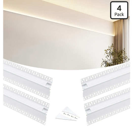 4Pack 6.6ft/2M Wall Washer LED Strip Light Diffuser Aluminum Channel, Trimless Recessed Wall Alumin