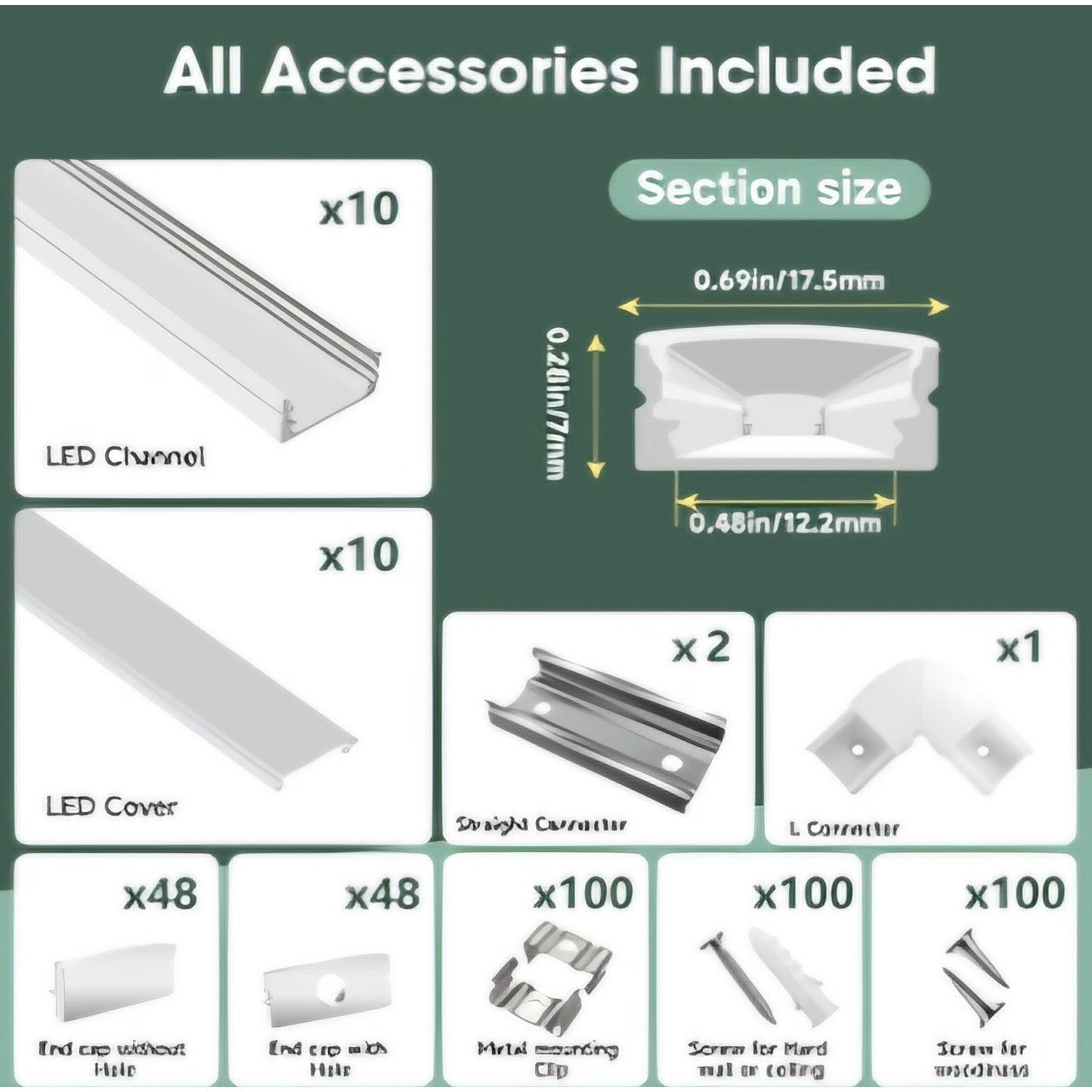 hunhun 10-Pack 6.6ft/2Meter U Shape White LED Aluminum Channel System with Milky Cover