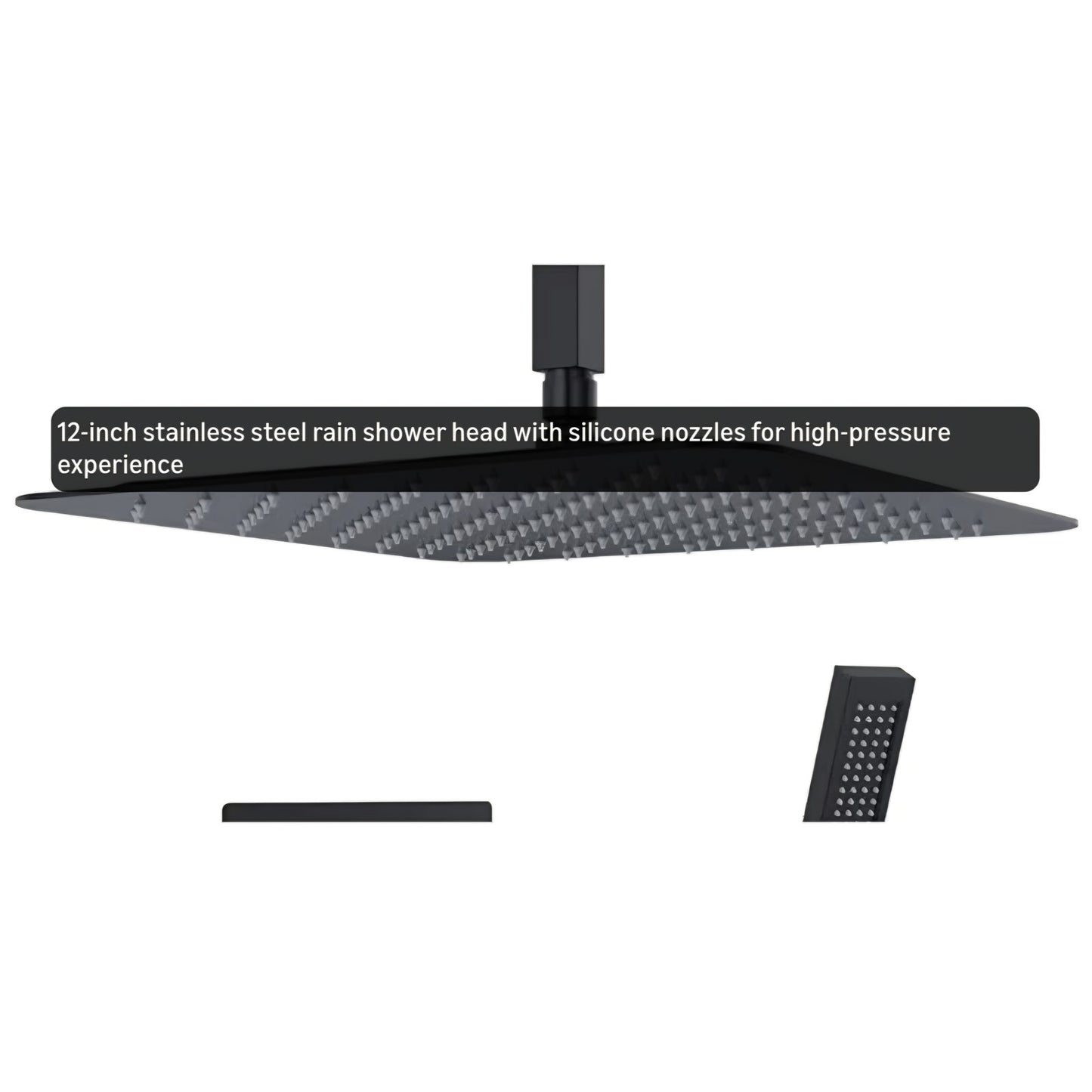 Shower faucet 12 Inch Ceiling Mount Matte Black Shower System Bathroom Luxury Rain Mixer