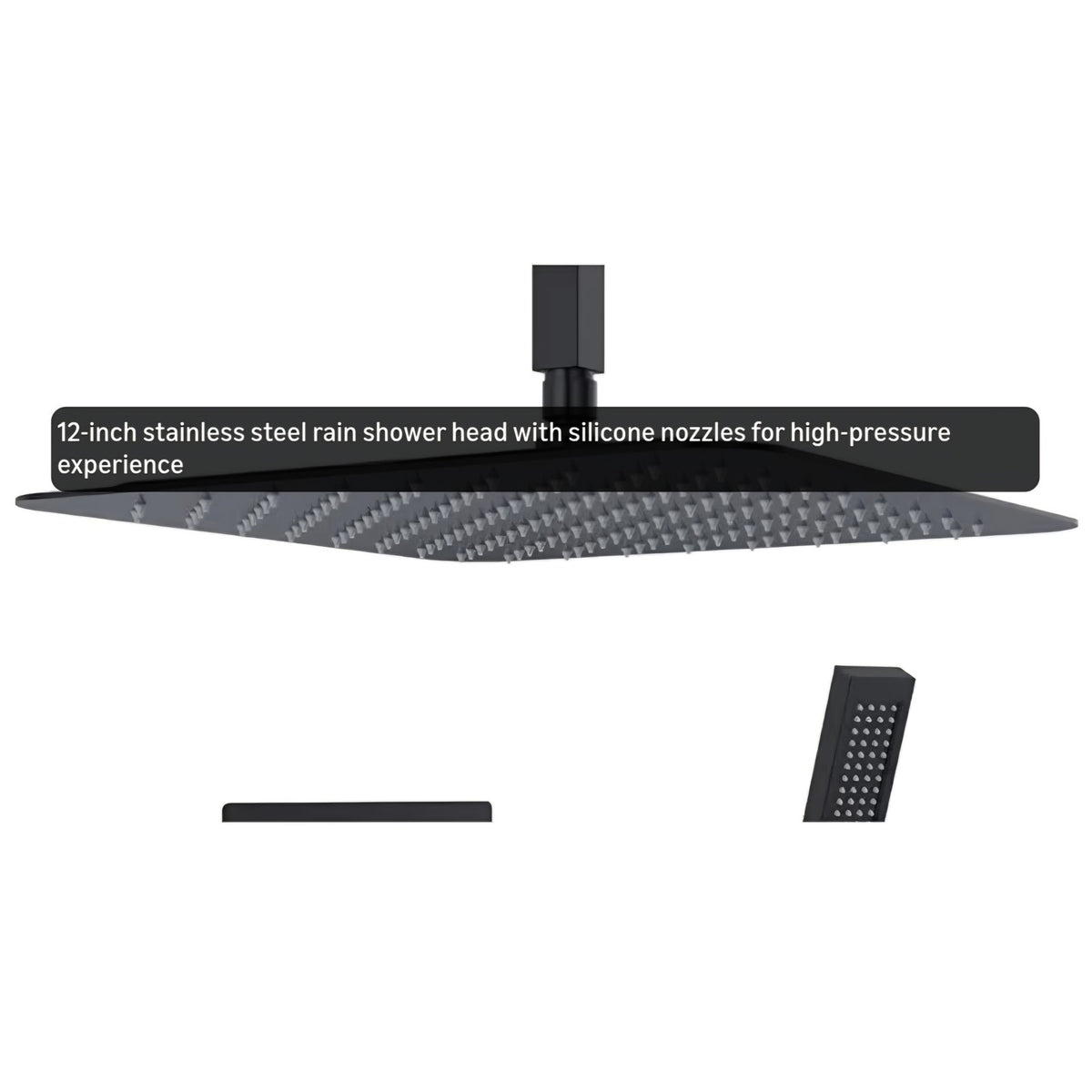 Shower faucet 12 Inch Ceiling Mount Matte Black Shower System Bathroom Luxury Rain Mixer