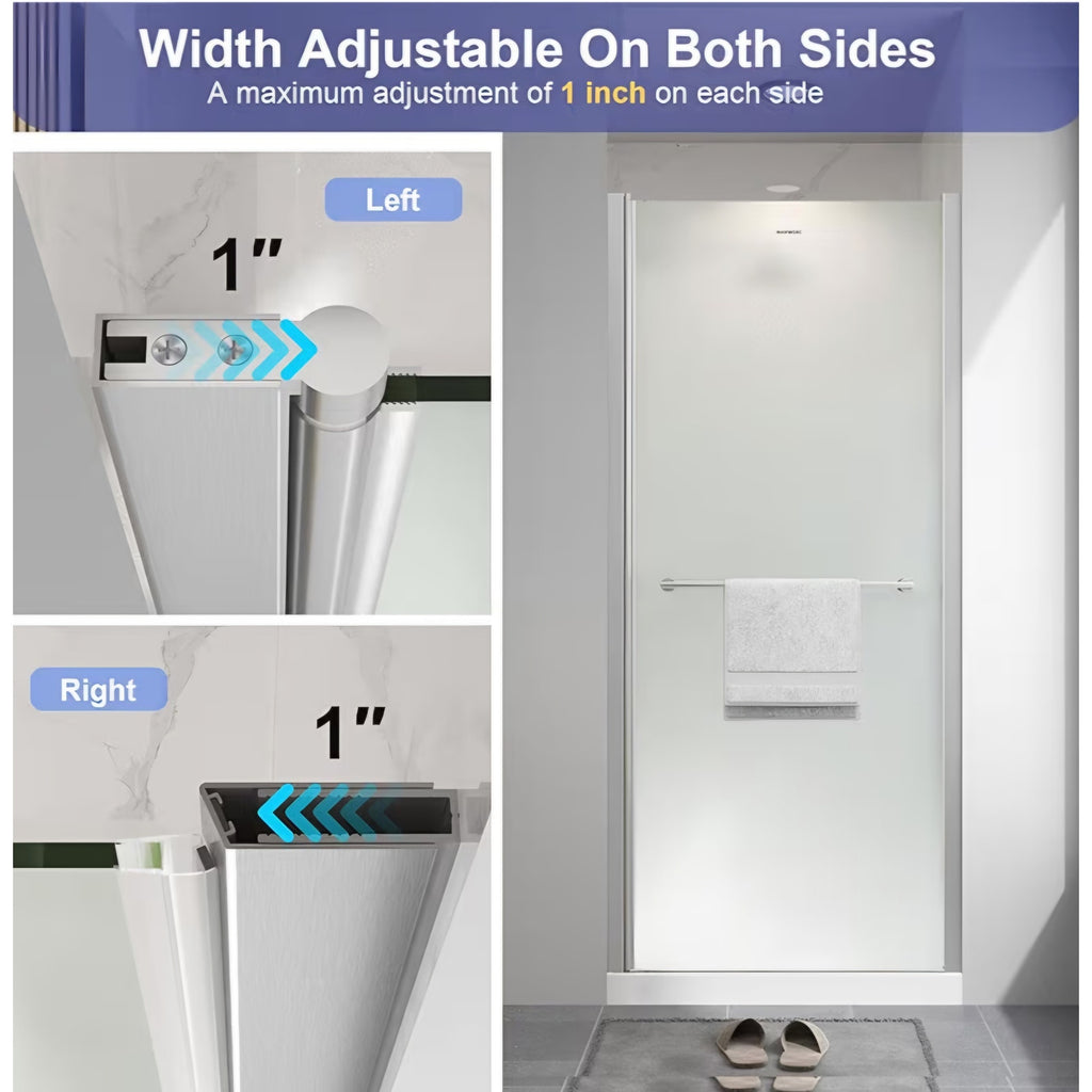 EASYWORCF rameless Pivot Shower Door 34"-36" W x 72" H