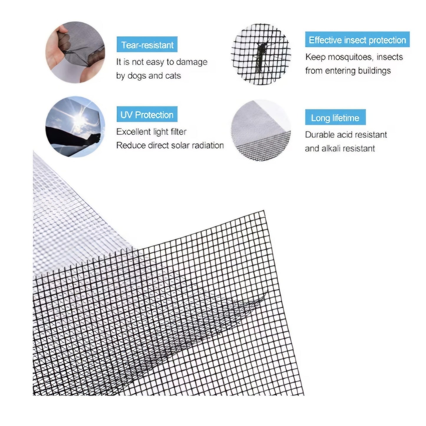 Pololo Fiberglass Screen Roll High Visibility and Durable Screen 59"x100'