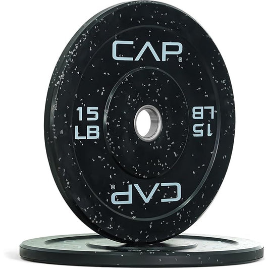 CAP Barbell Rubber Olympic Bumper Plate, 15lbs - Pair, Economy - Speckled.