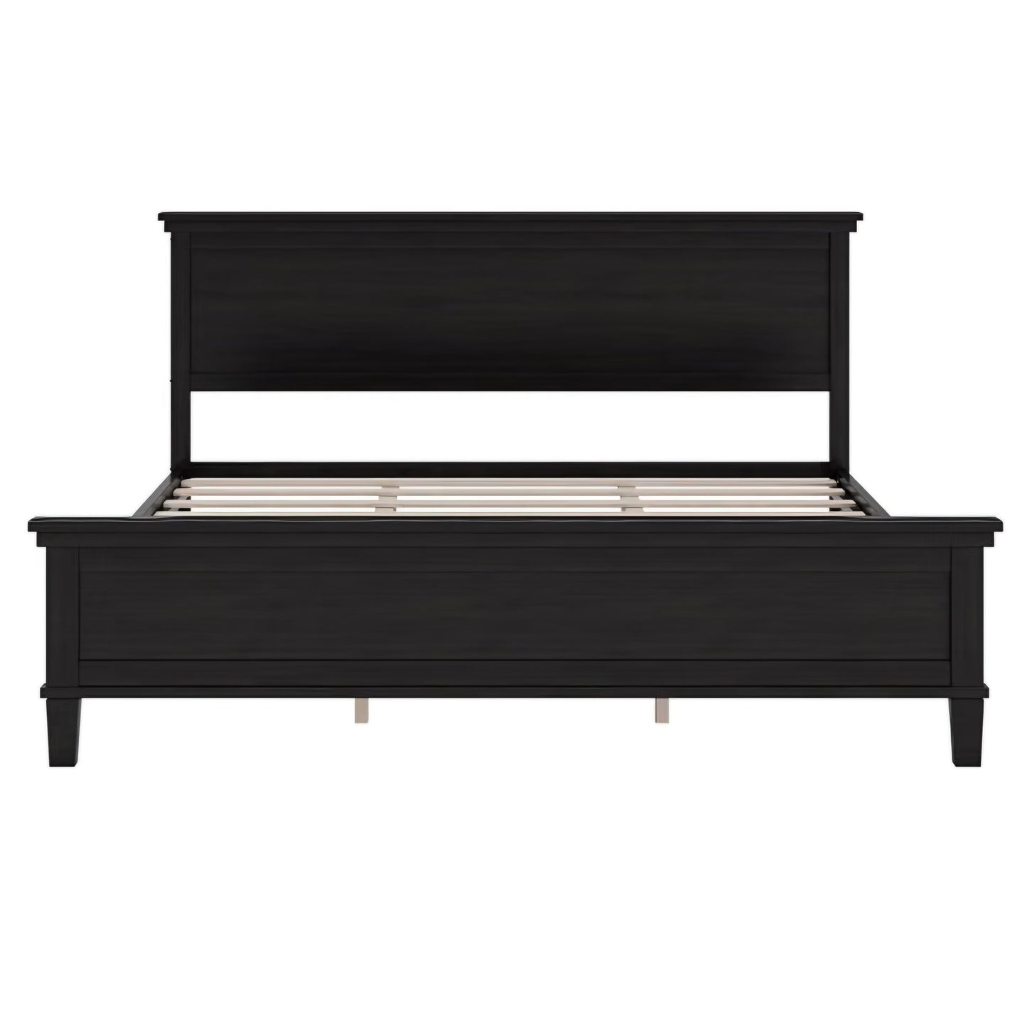 Merax King Size Wood Bed Frame with Headboard, Mid-Century Modern Platform Bed