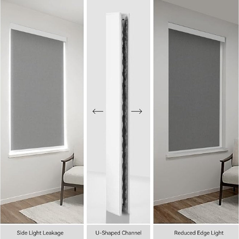 ZSTARR Aluminum U Channel Light Gap Blockers for Shades White 58" 2Pcs