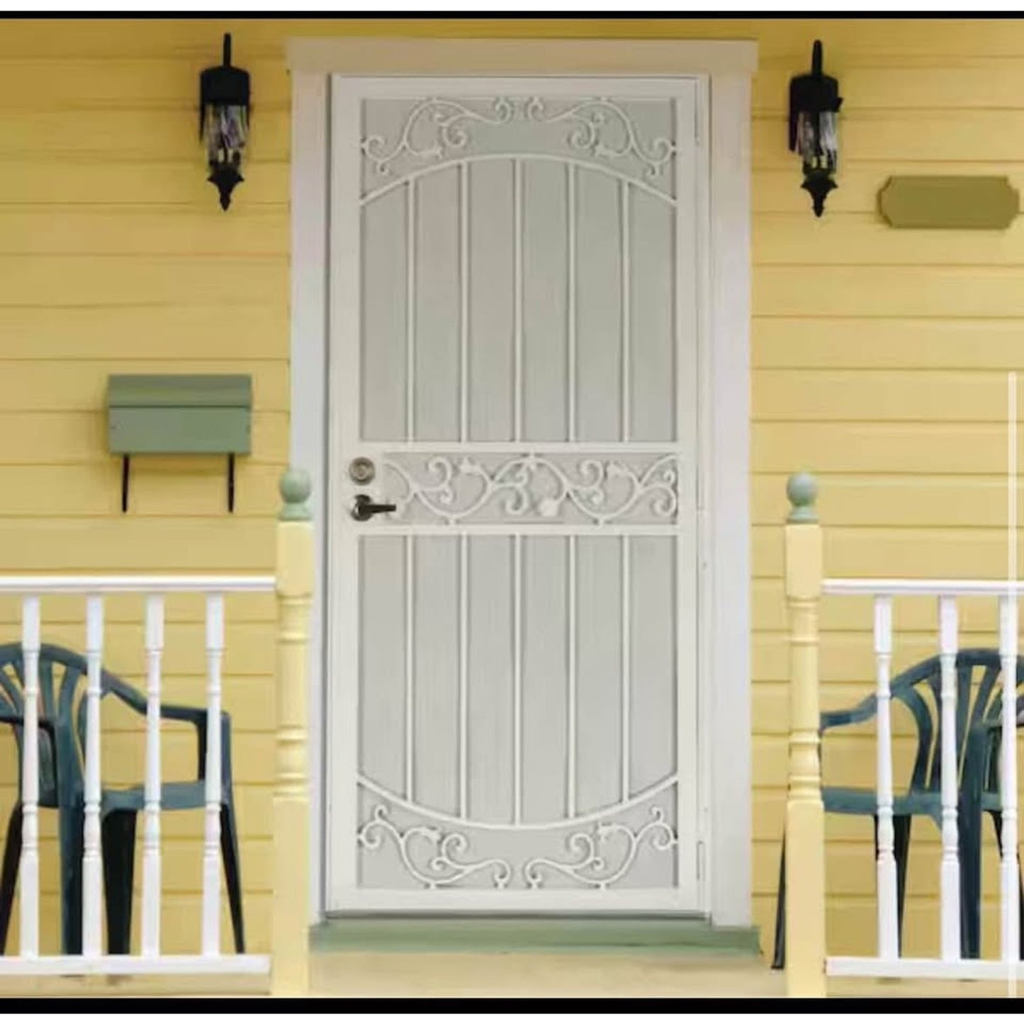 Unique Home Designs 36 in. x 80 in. La Entrada Rust Shield White Surface Mount Outswing Steel Securi