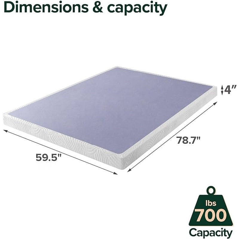 Zinus, Standard Profile Metal Smart Box Spring, Wood Slat Support, Queen, 4 In, Box Spring Only