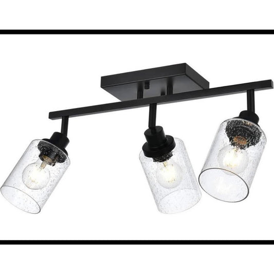 Yaohong 3 Light Track Lighting Kit Track Light Fixtures Rotatable Bathroom Ceiling Light Black Adjus