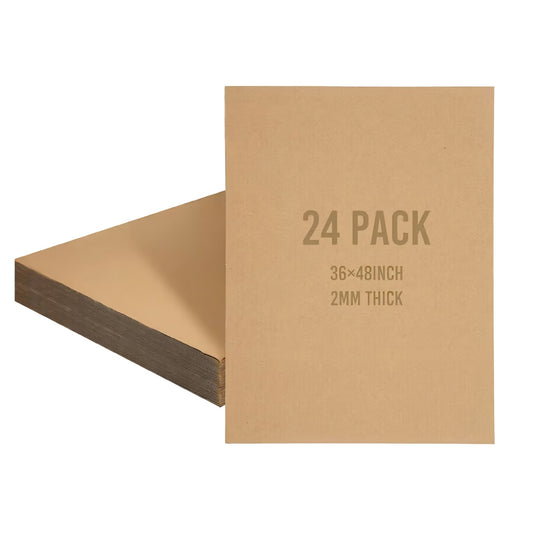 24 Packs Corrugated Cardboard Sheets Set 36 x 48 Inch Kraft Brown
