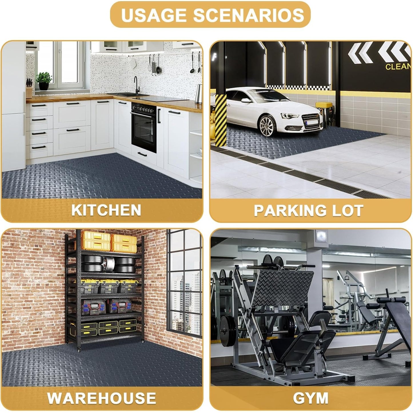 20x8 FT Dark Grey Garage Floor Mat, Heavy-Duty 0.11" Thickened PVC, Non-Slip Protection for Gym,