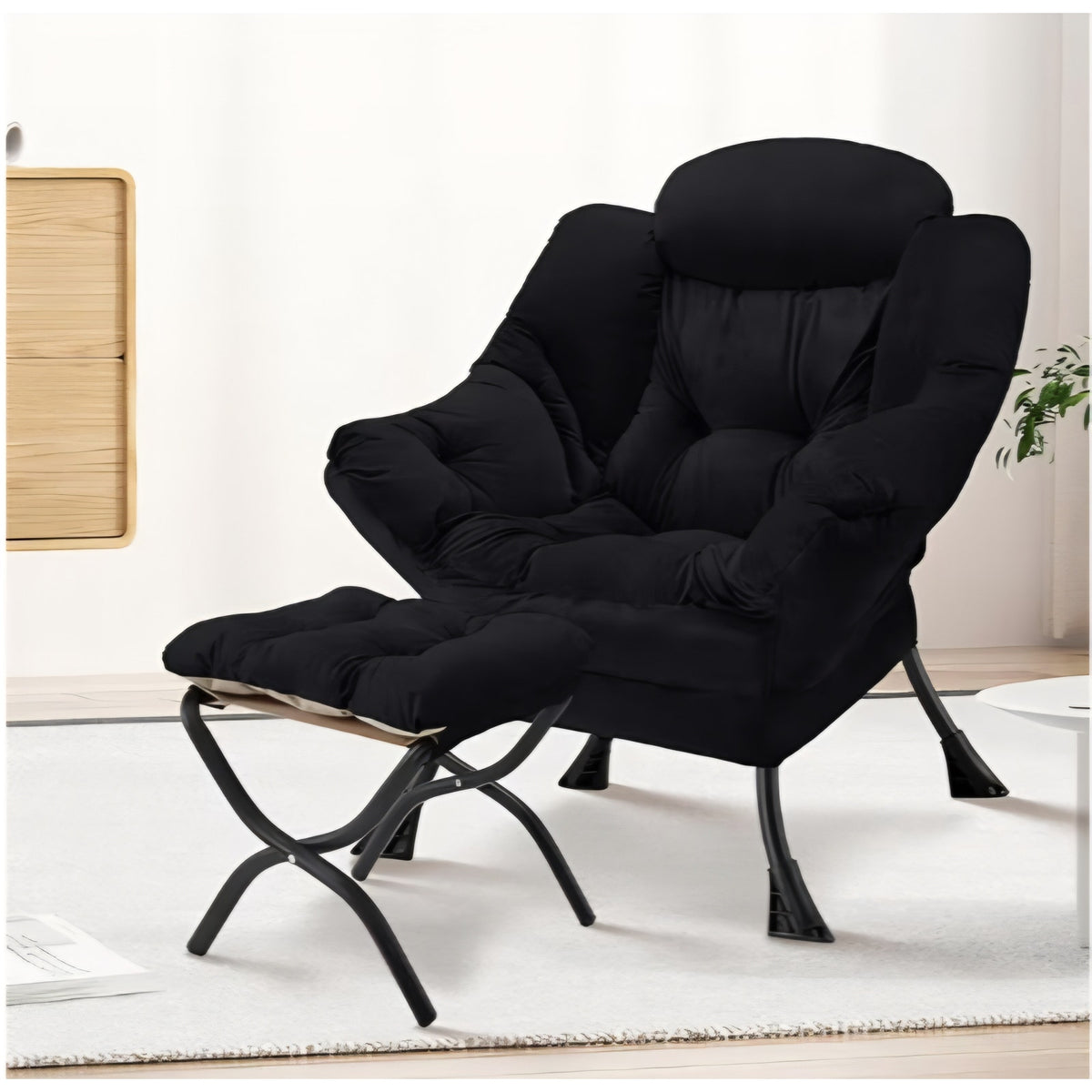 Lazy Chair with Folding Ottoman Modern Large Accent Chair