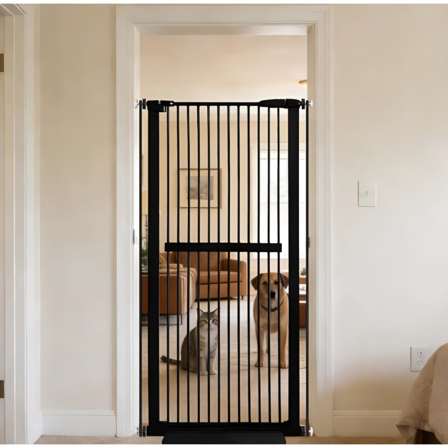 Lumizone Extra Tall Cat Gate 61.02" High Pressure Mounted Extra Wide 30.12"-34.05" (17Sizes) 1.37"
