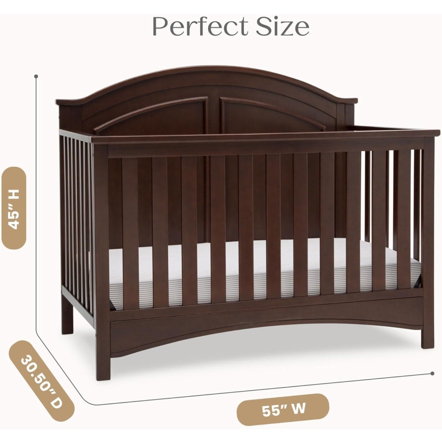 Delta Children Perry 6-in-1 Convertible Crib - Greenguard Gold Certified, Walnut Espresso