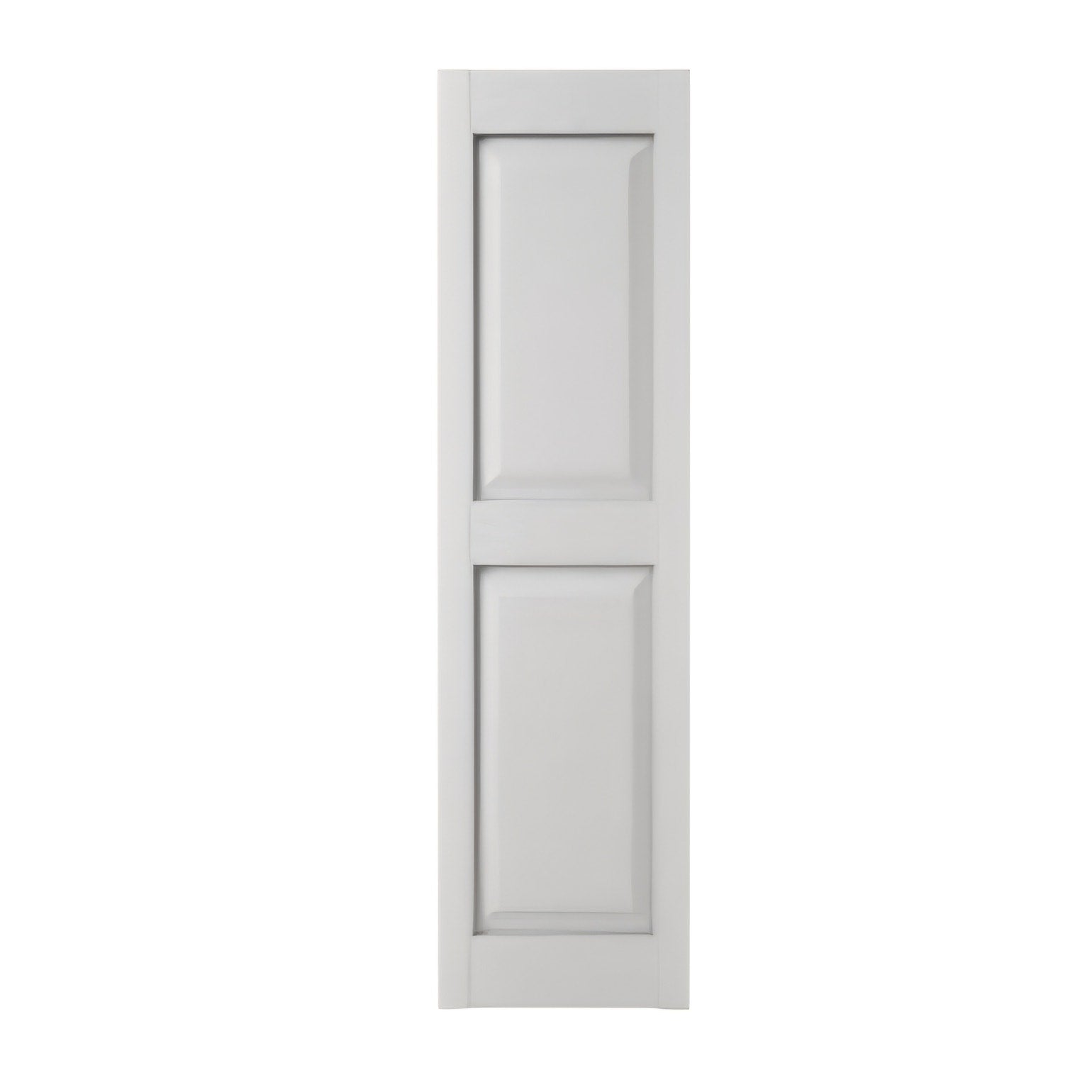 Two Equal Panels, Raised Panel Shutters, (Per Pair) White 14.75 in. W x 43 in. H