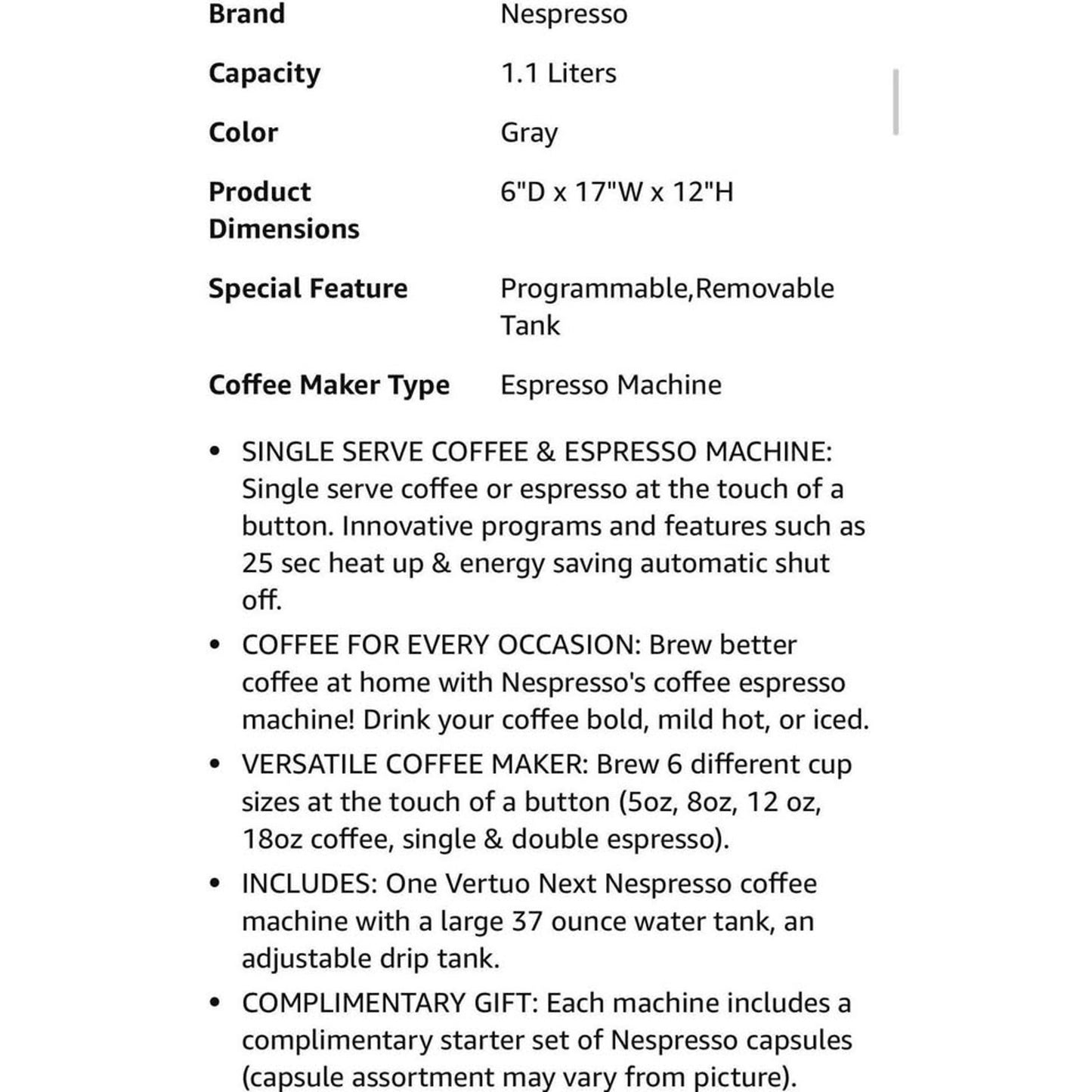 Nespresso Vertuo Next Coffee and Espresso Maker by Breville, with Aeroccino Milk Frother, Light Grey