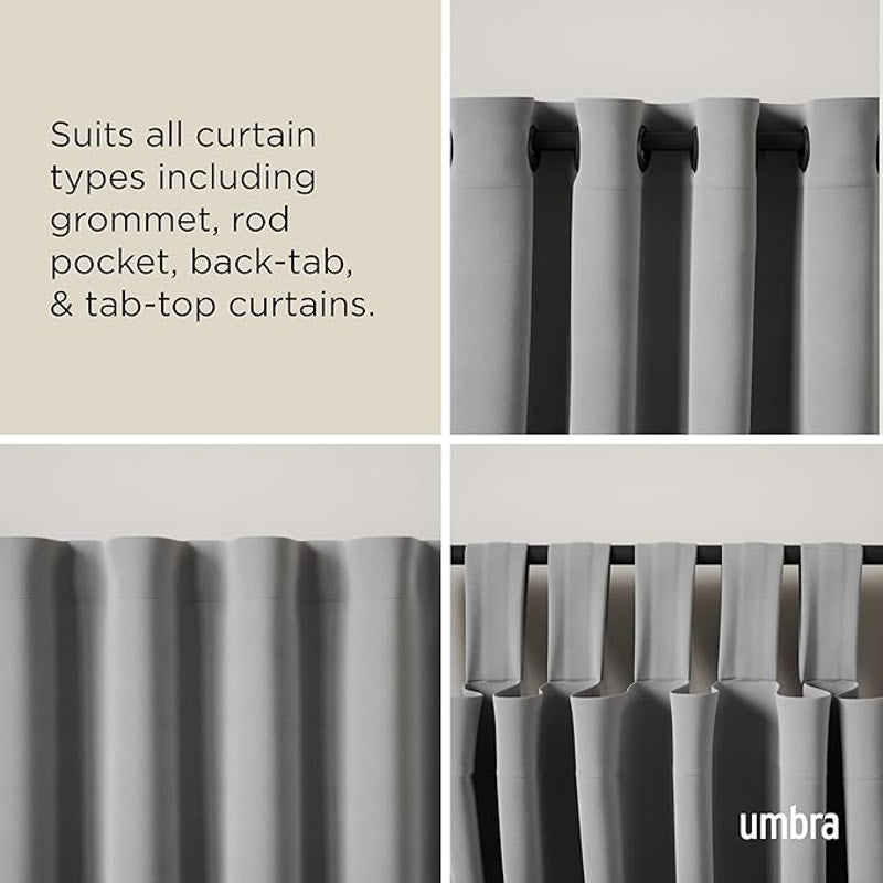 Umbra Twilight Double Curtain Rod Set –Wrap Around Design is Ideal for Blackout, 66-144 Inch, Black