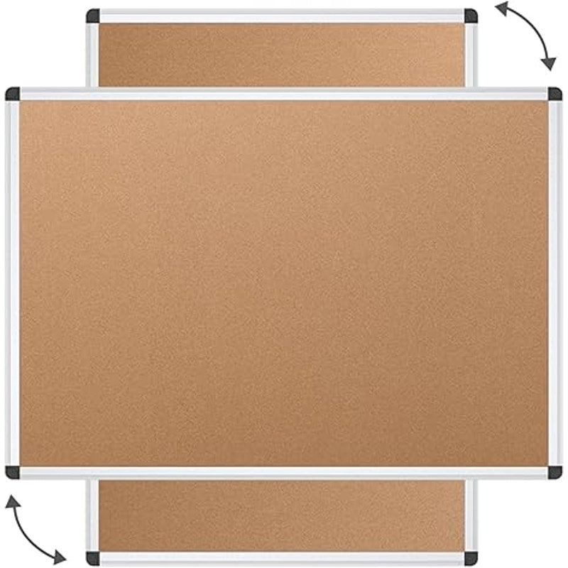 VIZ-PRO Large Cork Bulletin Board, 96 X 48 Inches, Wall-Mounted, Silver Aluminium Frame, 8' X 4'