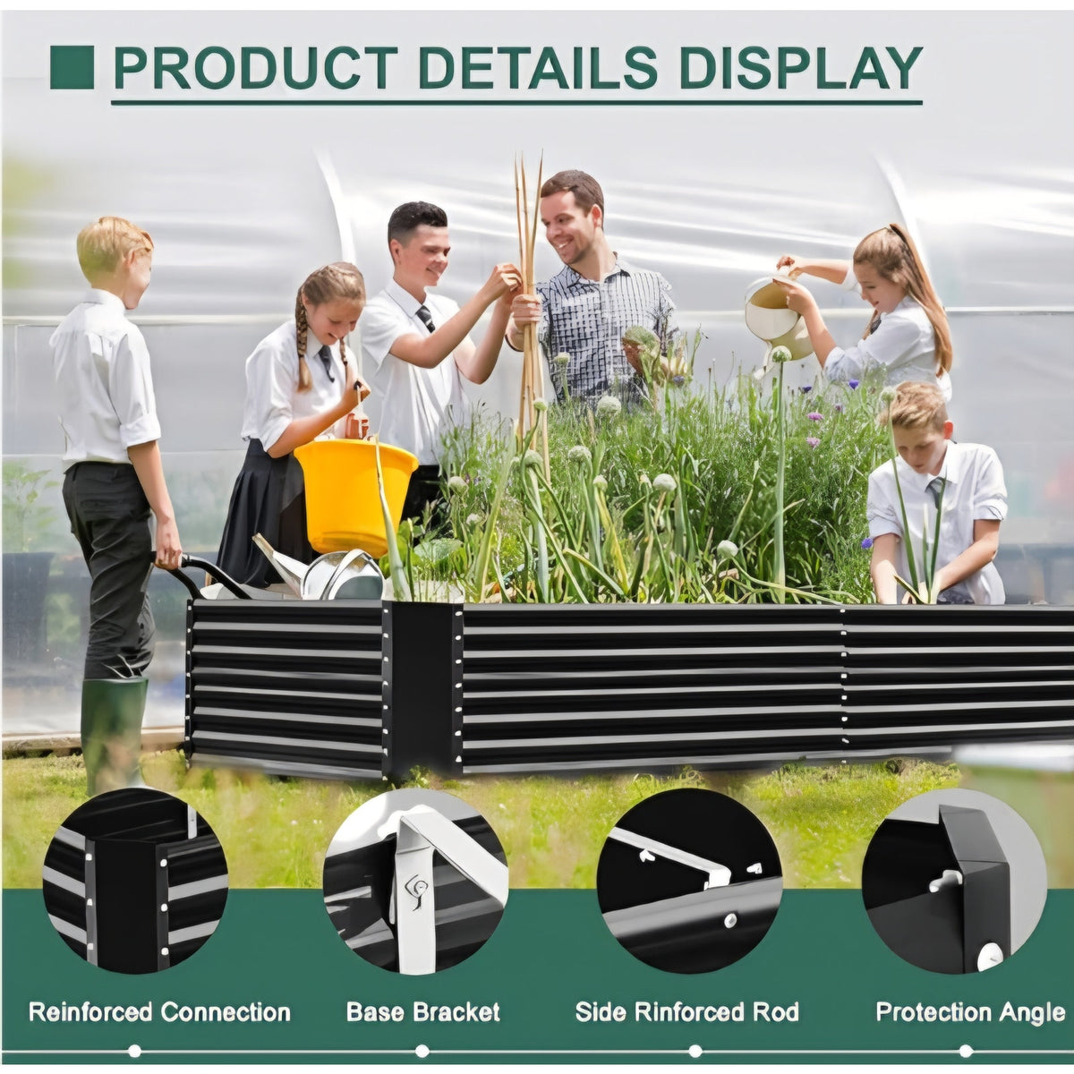 Land Guard 8x4x3ft Rectangular Galvanized Raised Garden Beds, Large-Capacity Metal Planter Box