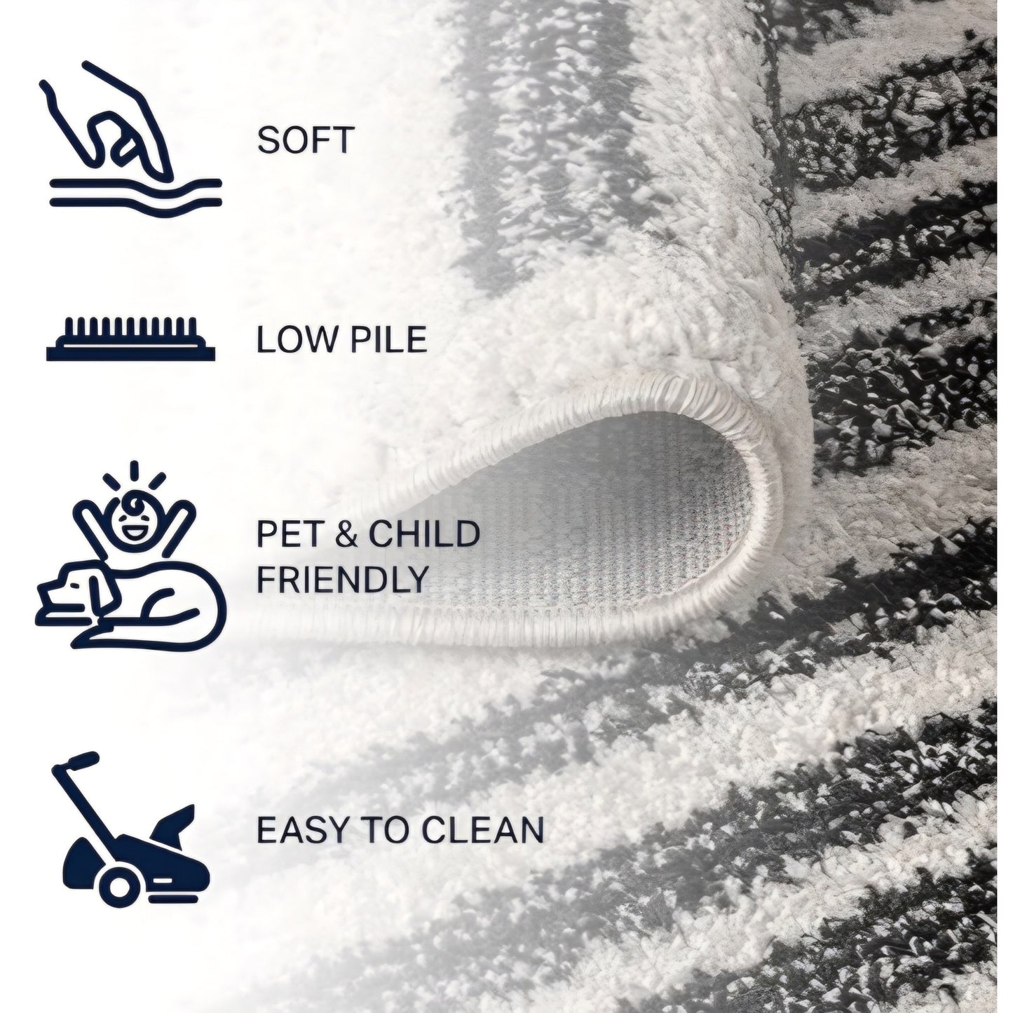 JONATHAN Y Khalil Modern Berber Stripe Cream/Black 7' Round Indoor Area Rug