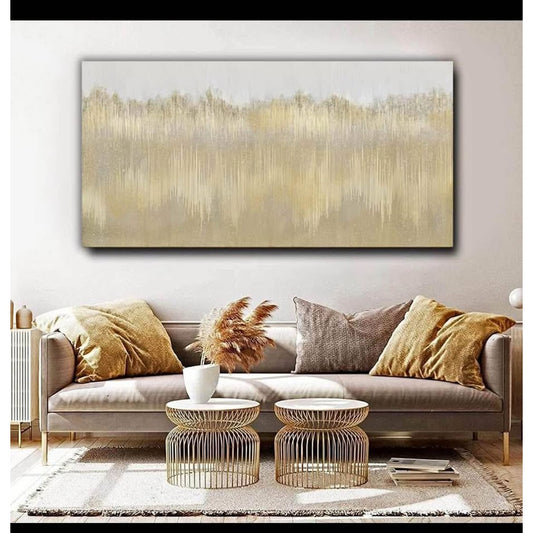 TRAIN2 ART Abstract Wall Art for Living Room 30" x 60" Gold Paintings Wall Decor Modern Large Artwor