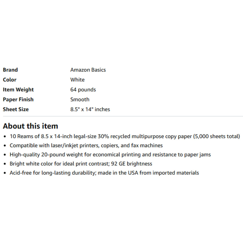 Copied - 30% Recycled Multipurpose Copy & Print Paper, 8.5 x 14 in, 20 lb Weight