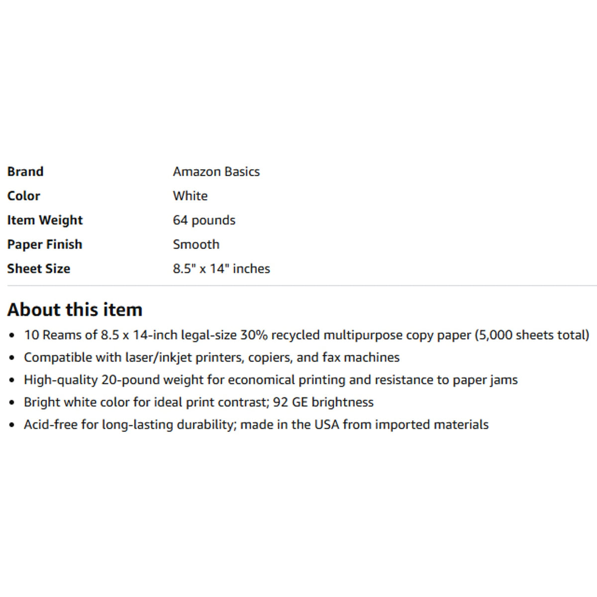 Copied - 30% Recycled Multipurpose Copy & Print Paper, 8.5 x 14 in, 20 lb Weight