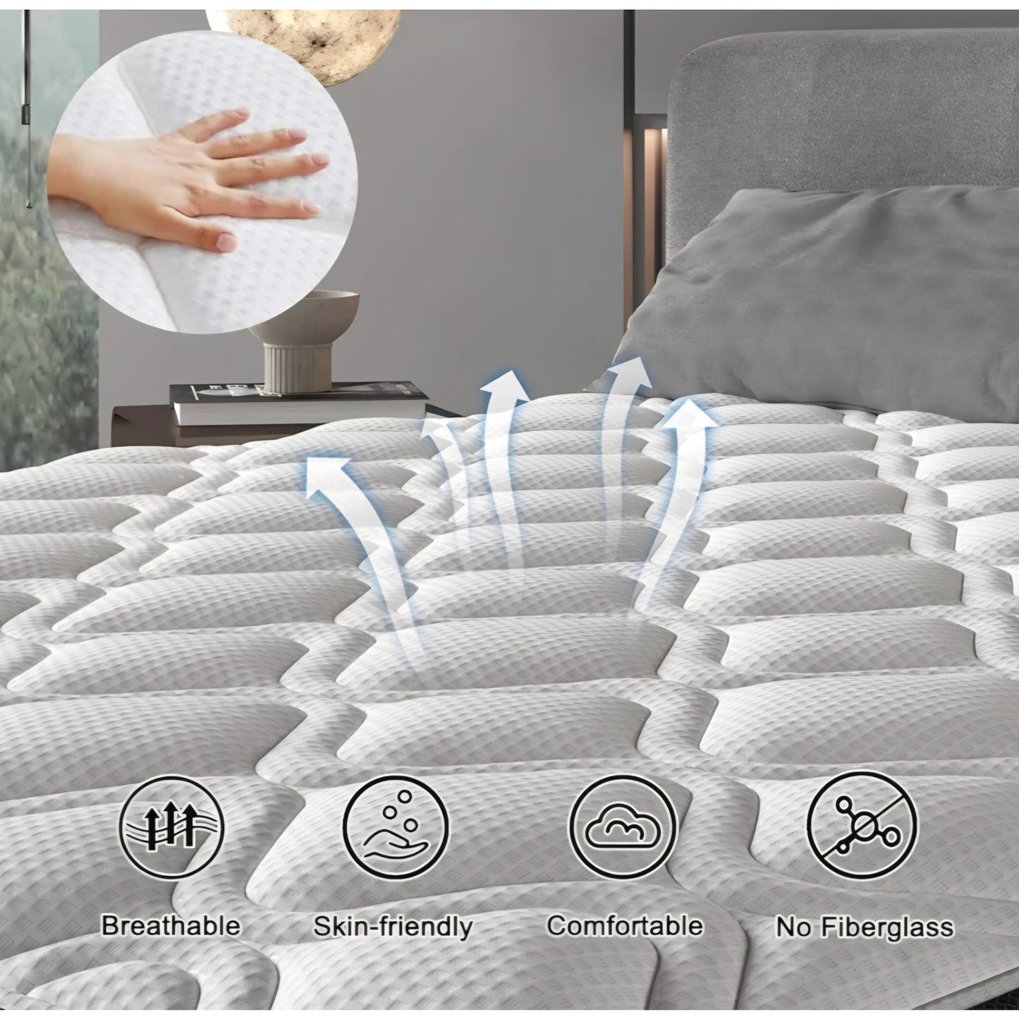 Full Size Mattress, 12 Inch Hybrid Mattress in a Box with Individual Pocket Spring, Gel Memory Foam