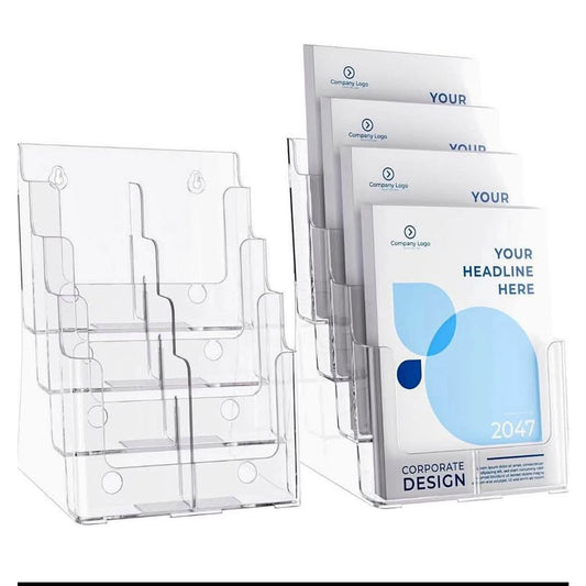 Hemsyc Brochure Holder 4 Tier 8.5 x 11 Brochure Display Stand with Removable Divider for 4 x 9 Acryl