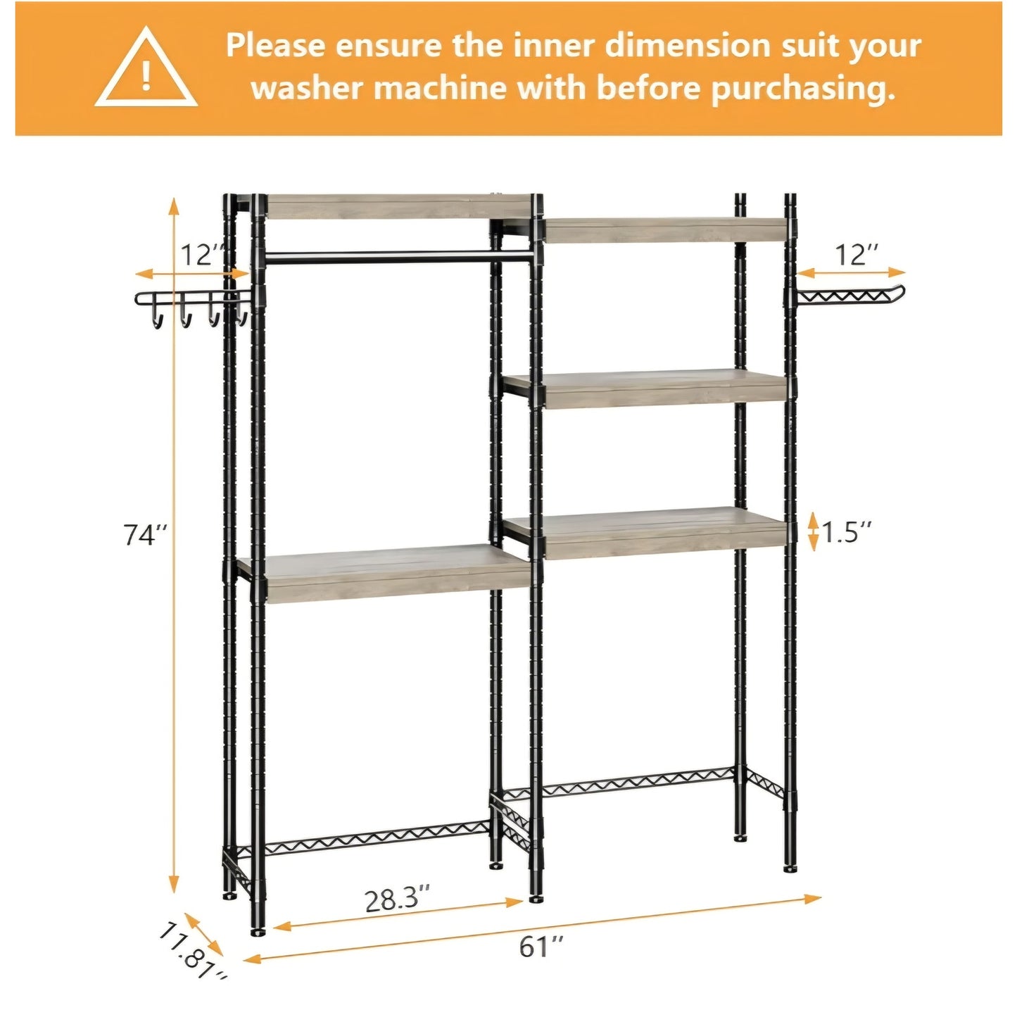 Laundry Room Organization and Storage,5 Tier Wood