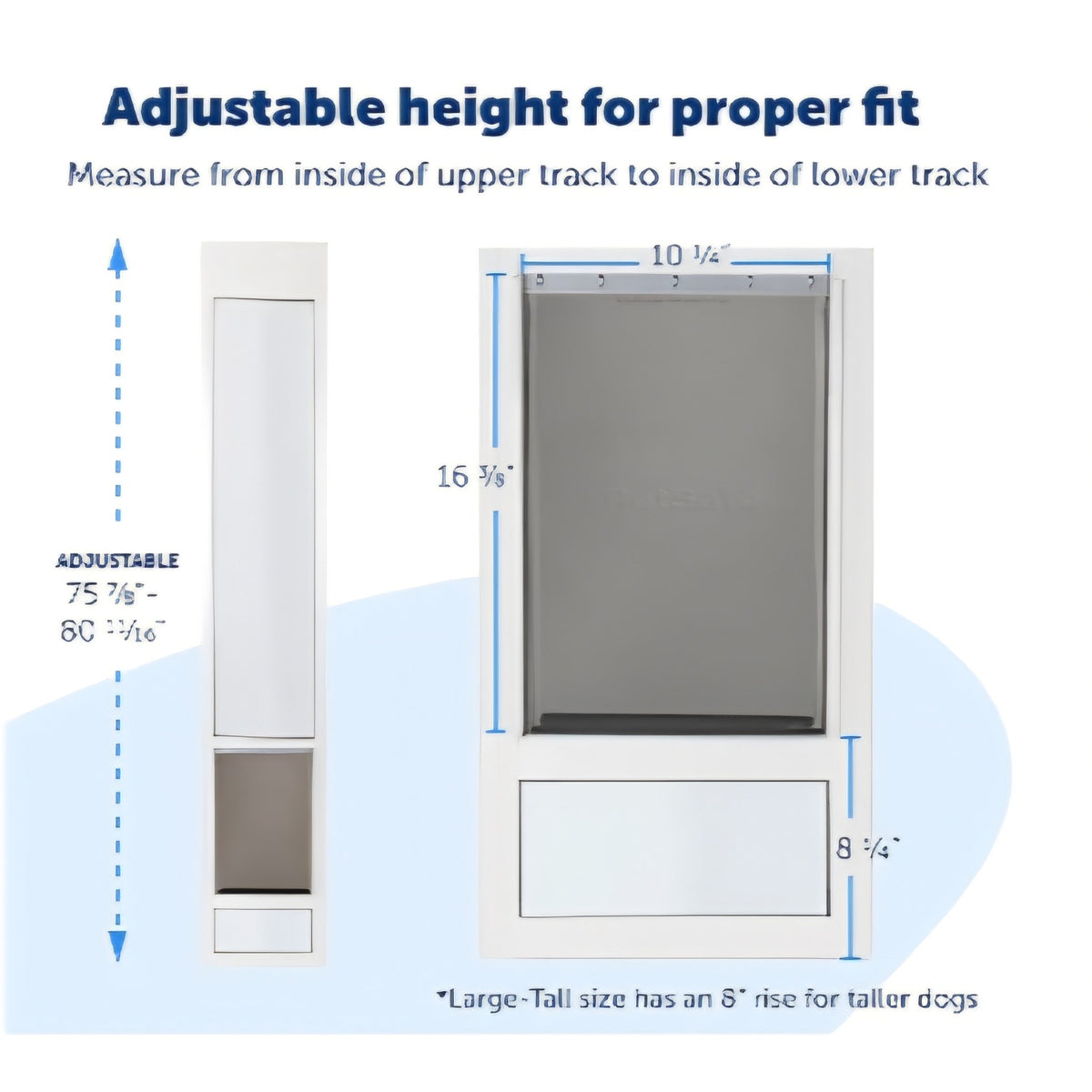 1-Piece Sliding Glass Pet Door for Dogs & Cats - Adjustable Height up to 80 11/16" Large-Tall