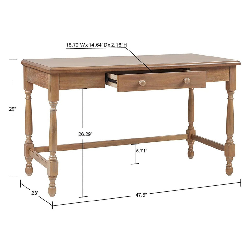 Martha Stewart Tabitha Solid Wood Writing Table with Metal Glides Drawer for Storage Living Room