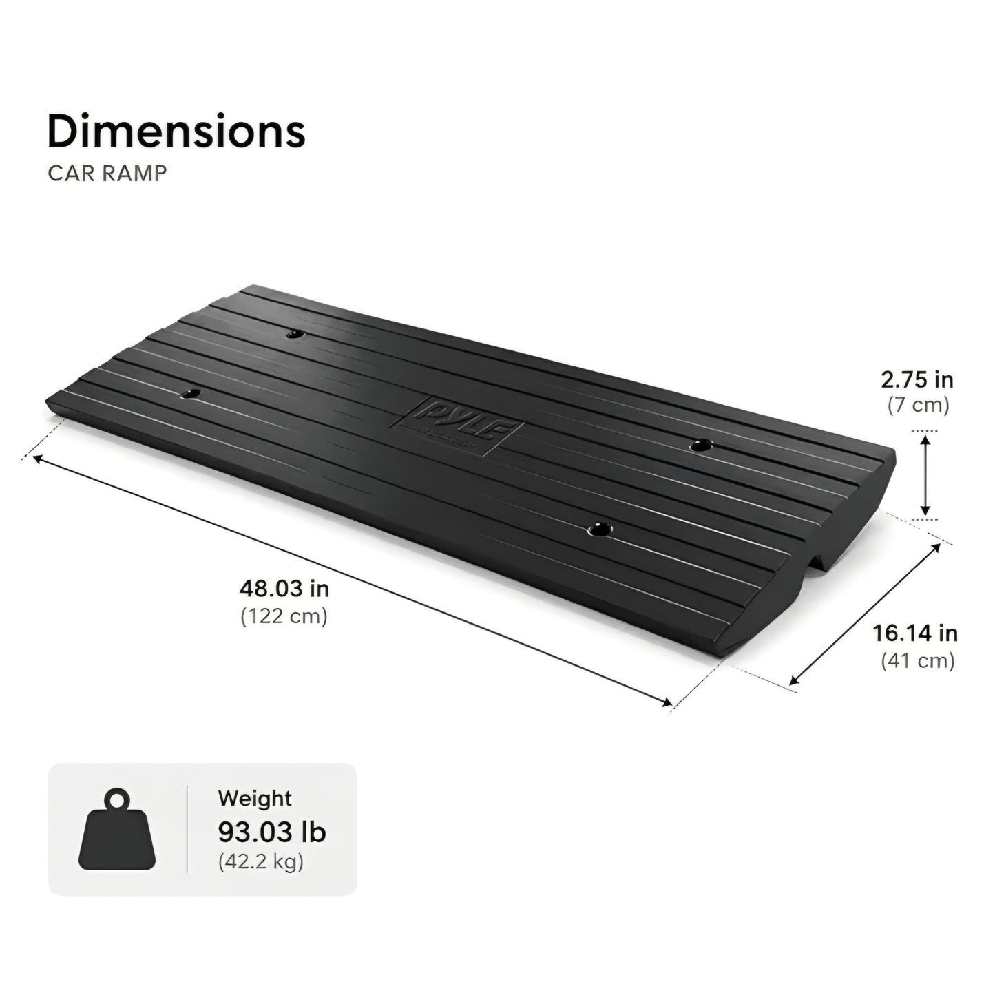 Pyle Car Driveway Curbside Bridge Ramp - Heavy Duty Rubber Threshold Curb Ramp