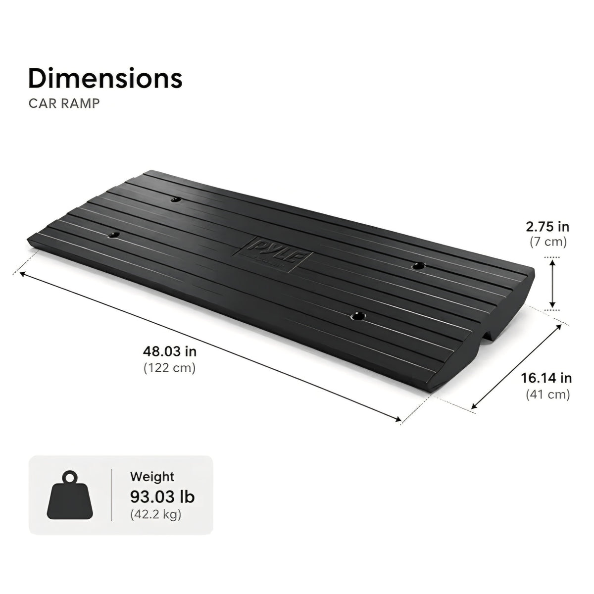 Pyle Car Driveway Curbside Bridge Ramp - Heavy Duty Rubber Threshold Curb Ramp