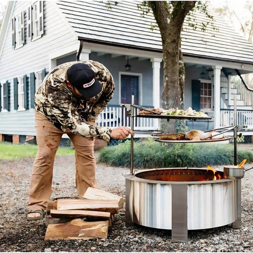Smokeless Fire Pit (X Series 30, Stainless Steel) 34.5 inch Smokeless Firepit for Outside 94 Pounds