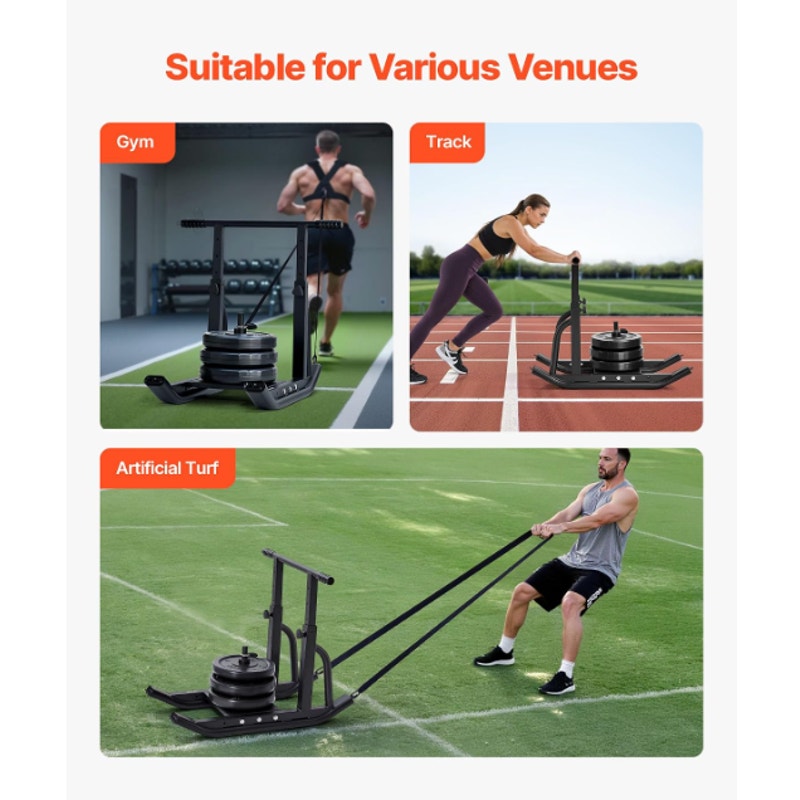 VEVOR Weight Sled,Workout Sled for Push-Pull Running & Strength Training Compatible 1/2 in Weight