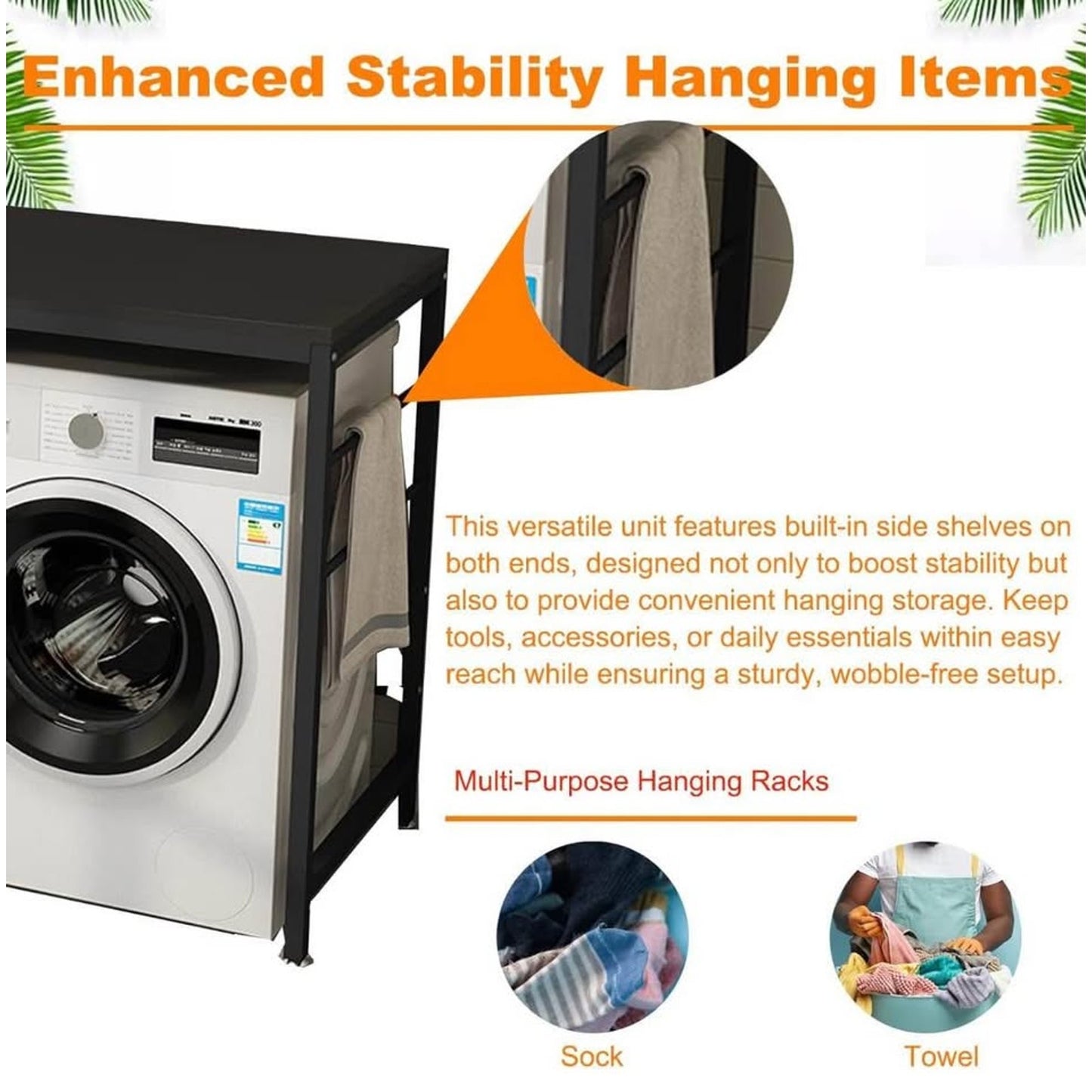 Washer Dryer Countertop with Side Bars, 57.1" W x 27.5" D Laundry Countertop Over Washer and Dryer S