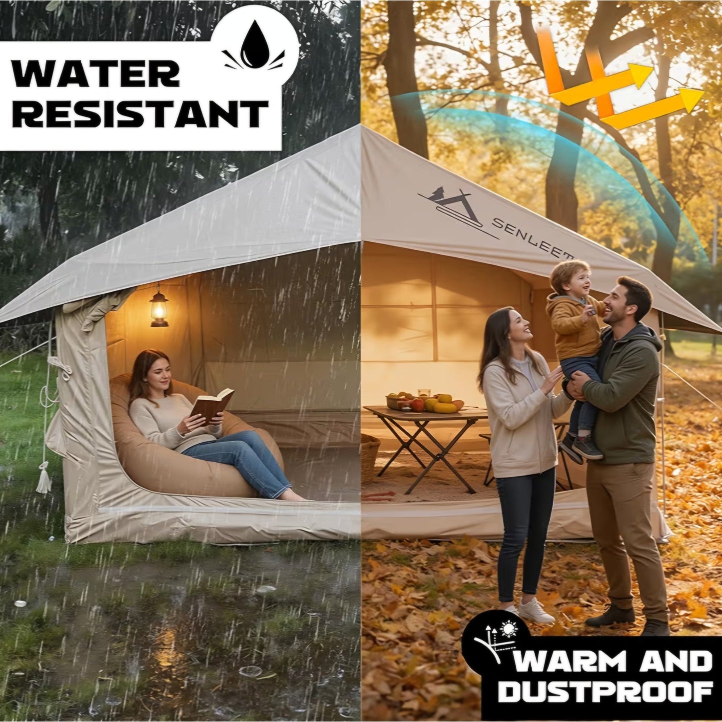 Inflatable Tents for Camping Large Inflatable Camping Tent with Hand Pump, Easy Setup Tents for 4-6