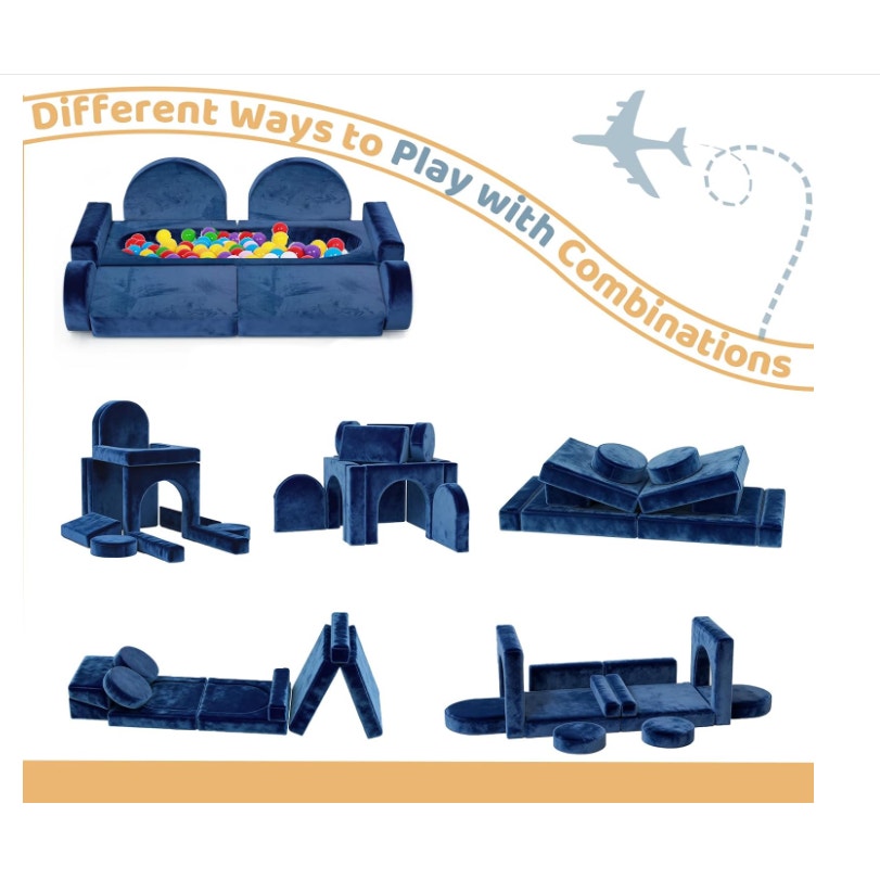 12pcs Modular Kids Play Couch, Convertible Toddler Sectional Sofa CPC Certified, Washable