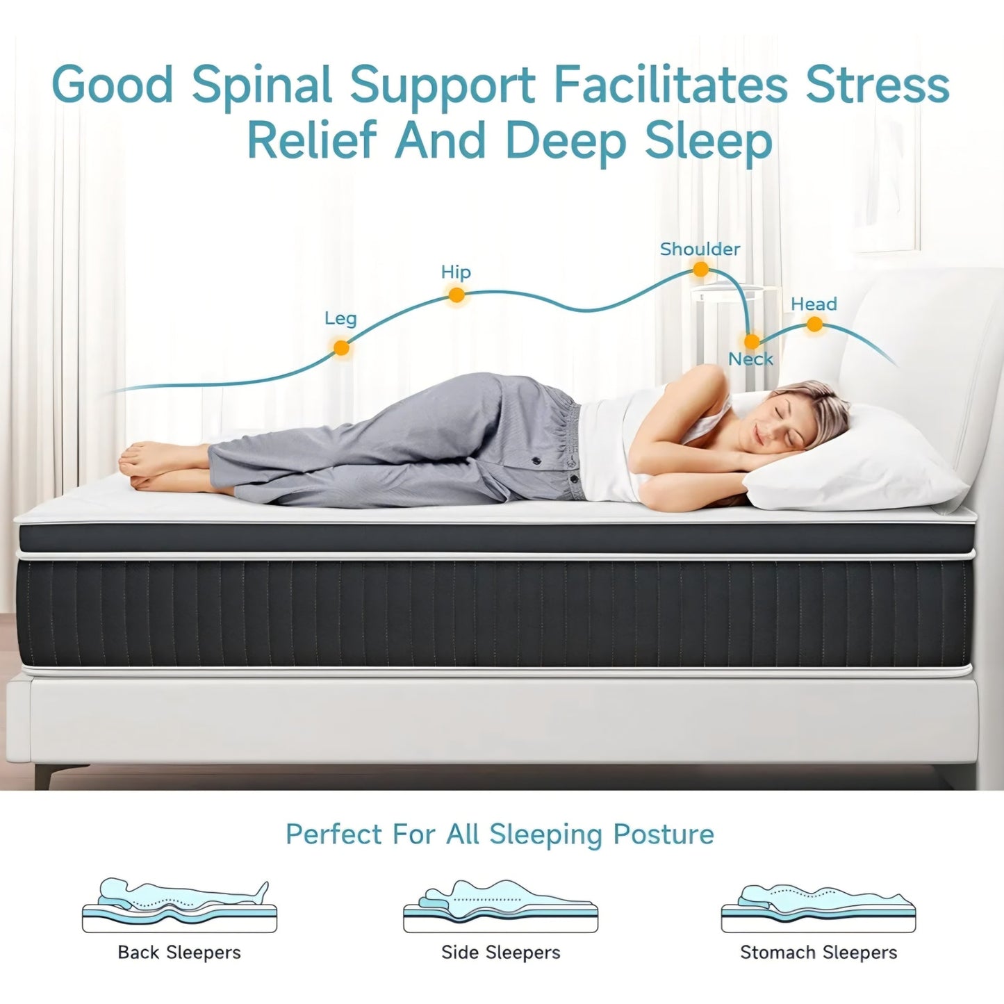 King Mattress 14 Inch, Strengthened King Size Hybrid Mattresses in a Box with Gel Memory Foam