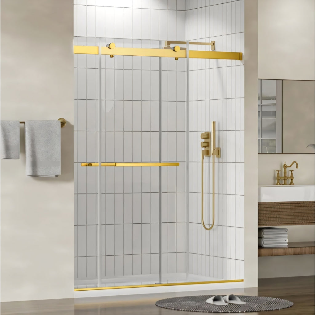 Frameless shower Door- Glass & Handles ONLY- Missing Hardware-AS-IS