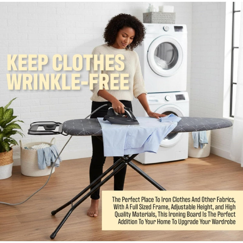 Ironing Board with Iron Rest – Full Size Foldable Board