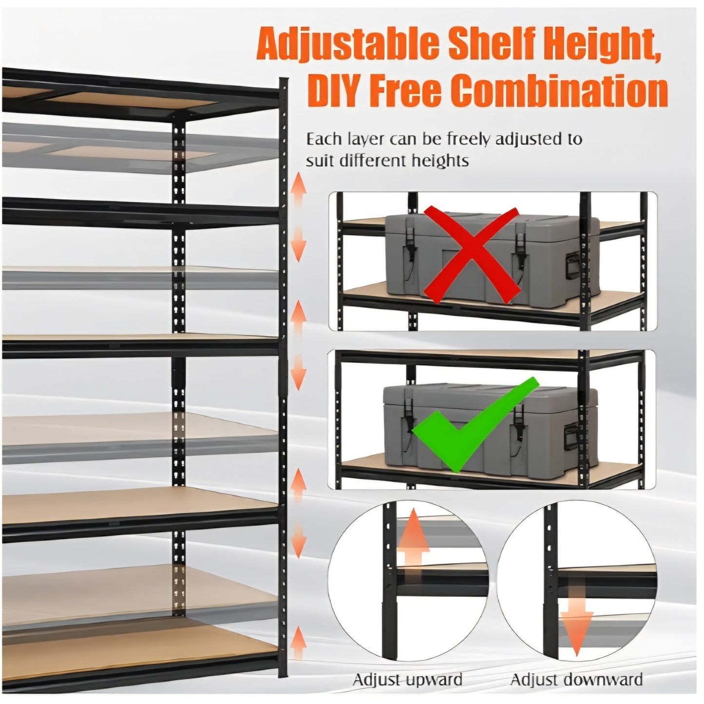 Heavy Duty Garage Shelving Units,5-Tier Adjustable Storage Shelves,48 x 24 x 72in