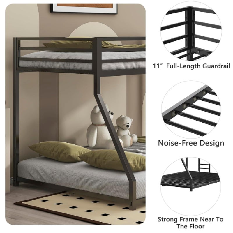 Bunk Beds Twin Over Full Size, Metal Bunk Bed with Removable