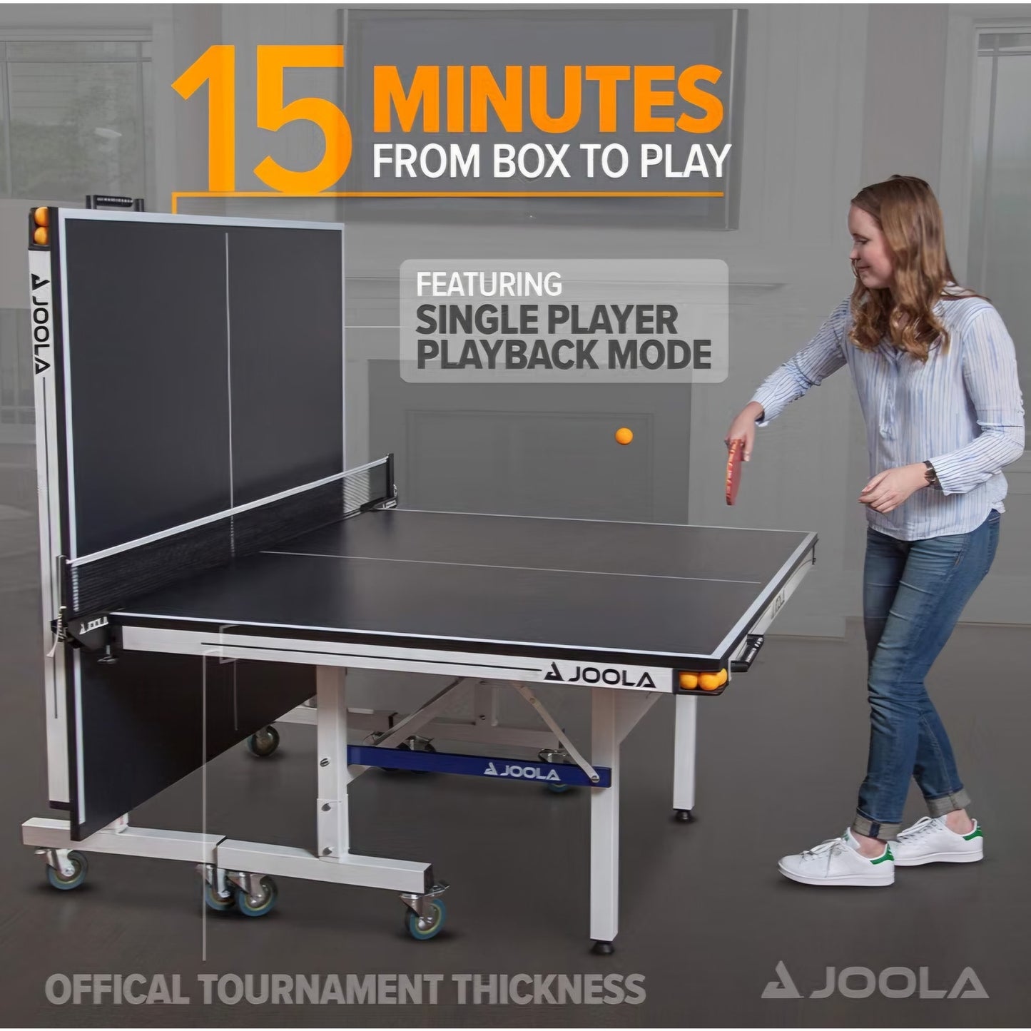 JOOLA Rally TL Professional MDF Indoor Ping Pong Table w/Quick Clamp Table Tennis Net & Post Set