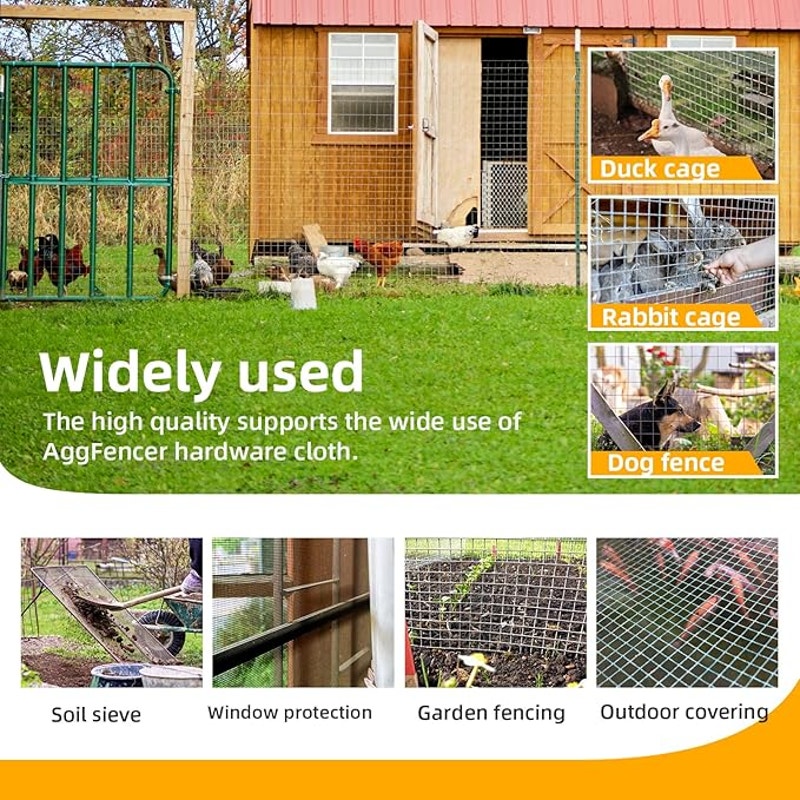 Black Hardware Cloth 1/2 in 48 x 100ft PVC Coated Wire Mesh Vinyl Coated Fence, Welded Metal Chicken