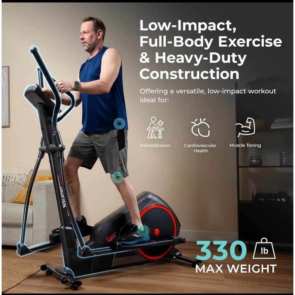 Sunny Health & Fitness Smart Elliptical Full-Body Cross Training Machine w/Extended Stride, Cardio E