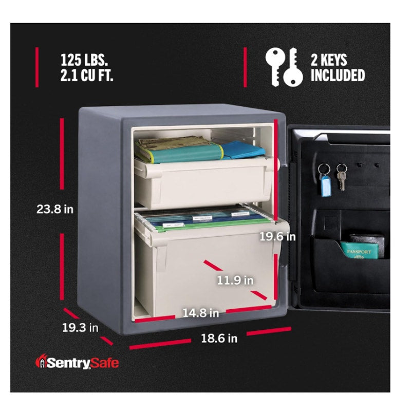 SentrySafe Fireproof and Waterproof Gray Steel Home Safe with Digital Keypad Lock